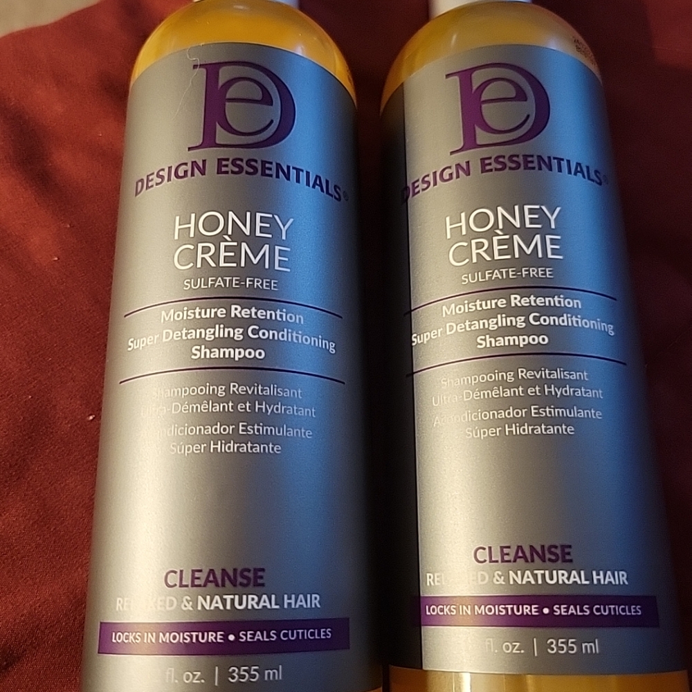 Lot of 2 Design Essential Natural Hair SulfateFree Shampoo Honey Creme